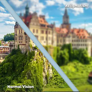 image showing the difference between normal vision and astigmatism