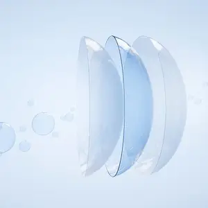 Three contact lenses floating in water