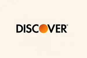 Discover logo on a white background with an orange circle and black text