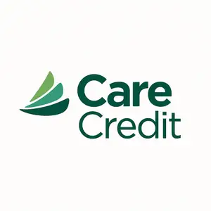 Care Credit logo featuring a green leaf symbol with the words 'Care Credit' written in green font