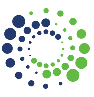 Image of blue and green circles with a square in the middle