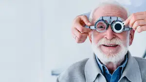 Man having his vision tested at an optometrist office
