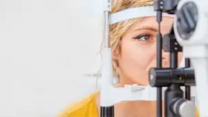 Woman having her eyes examined by an eye doctor