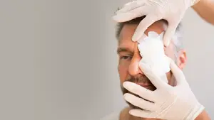 Man having a skin check by a doctor at a clinic