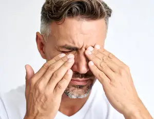 Man rubbing his eyes and looking tired