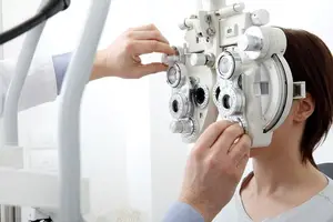 a woman undergoing an eye exam
