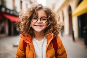 Young child in glasses