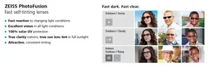 ZEISS PhotoFusion - Fast self-tinting lenses with fast reaction to changing light conditions and excellent vision in all light conditions
