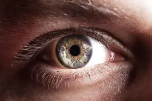 A patient having his eye exam at Lickteig Family Eyecare in Natick, MA. 