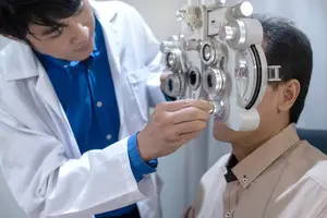 man undergoing an eye exam