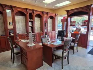 Office in 20/20 Eye Care in Alpharetta, GA with selection of eyewear.