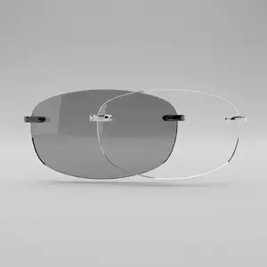 Image of a pair of sunglasses with clear lenses and silver frames on a white background