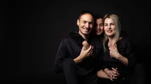 happy family black background