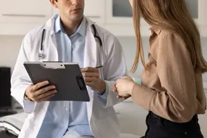 Doctor and patient discussing the results of a test