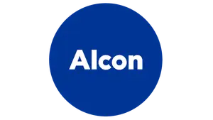 Alcon logo on a green background