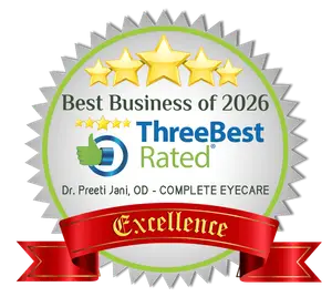 ThreeBestRated Excellence Award for Best Business of 2026 for Dr. Preeti Jani, OD - Complete Eyecare