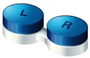 Two blue cylindrical containers labeled L and R on a white background.