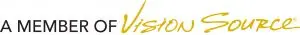 A member of Vision Source logo with a yellow line and text