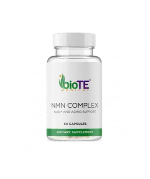A bottle of BioTE Medical NMN Complex dietary supplement with 60 capsules