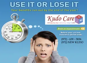 Use it or lose it, your benefits run out by the end of the year. Book an appointment with Kuda Care Medicine Dental Vision.