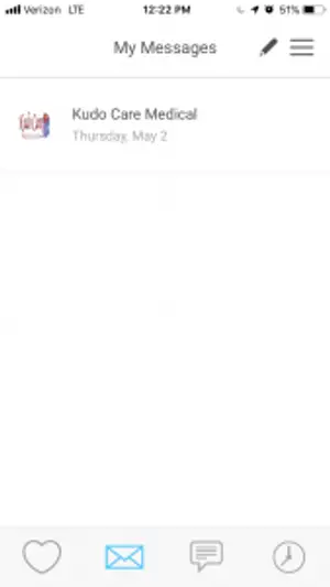 Screenshot of a message from 'Kudo Care Medical' with a date of 'Thursday, May 2' and a blue logo.