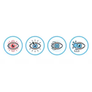 four icons depicting eye conditions