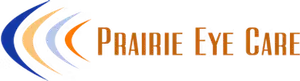Prairie Eye Care logo with blue and orange lines