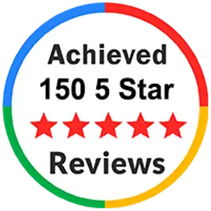 150 5 star reviews achieved badge