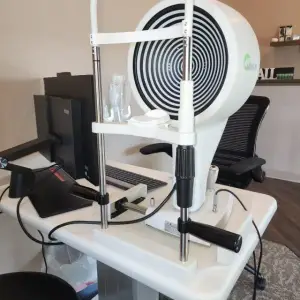 Medical equipment on a desk in an office setting.