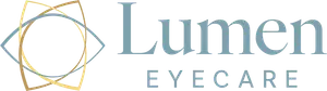Logo for Lumen Eyecare, featuring a golden circle with blue lines and the text 'Lumen Eyecare'.
