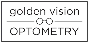 Golden Vision Optometry logo in white on a black background
