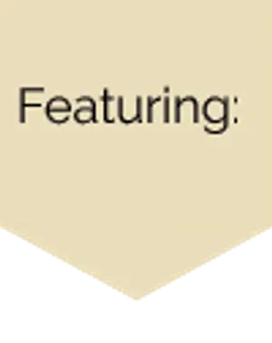 Image featuring a beige background with the words 'Featuring:' in black font.