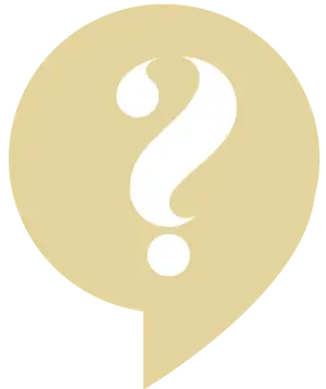 question mark in a beige speech bubble