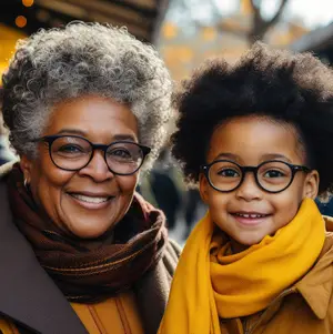 mother daughter wearing glasses