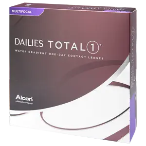 A box of Dailies Total 1 Multifocal Water Gradient One-Day Contact Lenses by Alcon