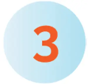 The number three is displayed in an orange color on a light blue background