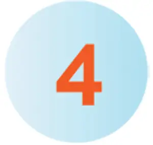 The number four in orange on a blue circle