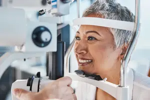 woman having comprehensive eye exam