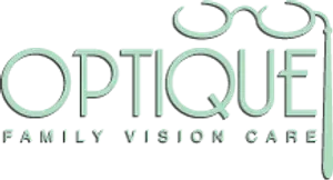 Optique Family Vision Care logo with a black border and green background