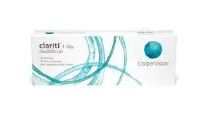 Image of a box of Clariti 1 Day Multifocal contact lenses by CooperVision.