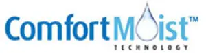 ComfortMoist Technology logo with a water droplet in blue and white colors on a white background