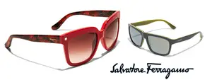 Salvatore Ferragamo Sunglasses: red and green pair displayed on a white background