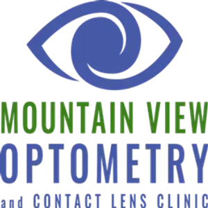 Mountain View Optometry and Contact Lens Clinic logo with a blue eye design