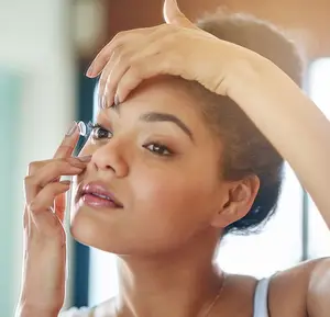 young woman putting on contact lensesjpg